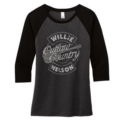 W.I.L.L.I.E Nelson Outlaw Country Women's Tri-Blend 3/4-Sleeve Raglan Shirt