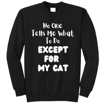 Wo No One Tells Me What To Do Except For My Cat Pet Humor Sweatshirt