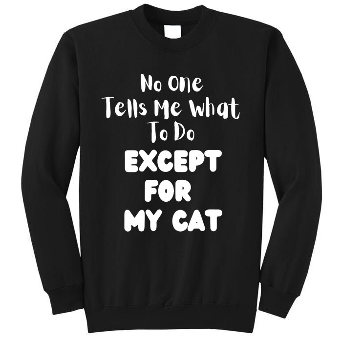 Wo No One Tells Me What To Do Except For My Cat Pet Humor Sweatshirt