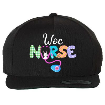 Woc Nurse Plaid Egg Bunny Love Stethoscope Rn Nurse Easter Gift Wool Snapback Cap