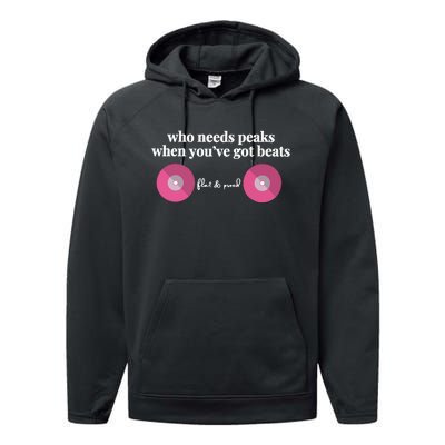 Who Needs Peaks When Youve Got Beats Flat And Proud Breast Cancer Performance Fleece Hoodie