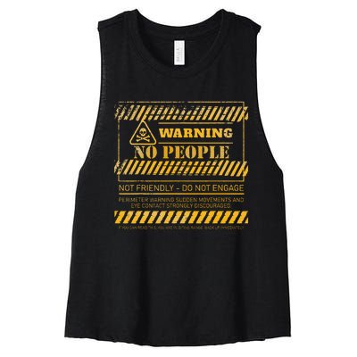 Warning No People Not Friendly Do Not Engage Perimeter Women's Racerback Cropped Tank