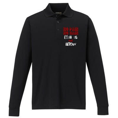 Workougift No Pain No Gain Shut Up And Train Gym Gift Cool Gift Performance Long Sleeve Polo