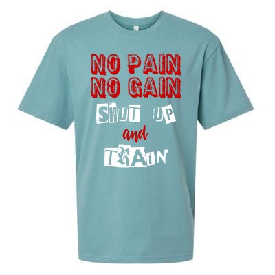 Workougift No Pain No Gain Shut Up And Train Gym Gift Cool Gift Sueded Cloud Jersey T-Shirt