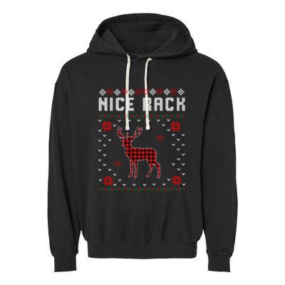 Women Nice Rack Well Hung Ugly Sweater Fun Couples Christmas Garment-Dyed Fleece Hoodie