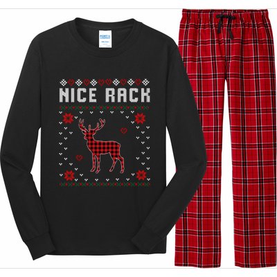 Women Nice Rack Well Hung Ugly Sweater Fun Couples Christmas Long Sleeve Pajama Set