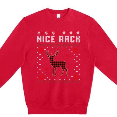 Women Nice Rack Well Hung Ugly Sweater Fun Couples Christmas Premium Crewneck Sweatshirt