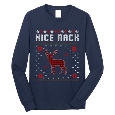 Women Nice Rack Well Hung Ugly Sweater Fun Couples Christmas Long Sleeve Shirt