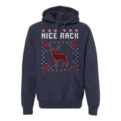 Women Nice Rack Well Hung Ugly Sweater Fun Couples Christmas Premium Hoodie