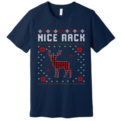 Women Nice Rack Well Hung Ugly Sweater Fun Couples Christmas Premium T-Shirt