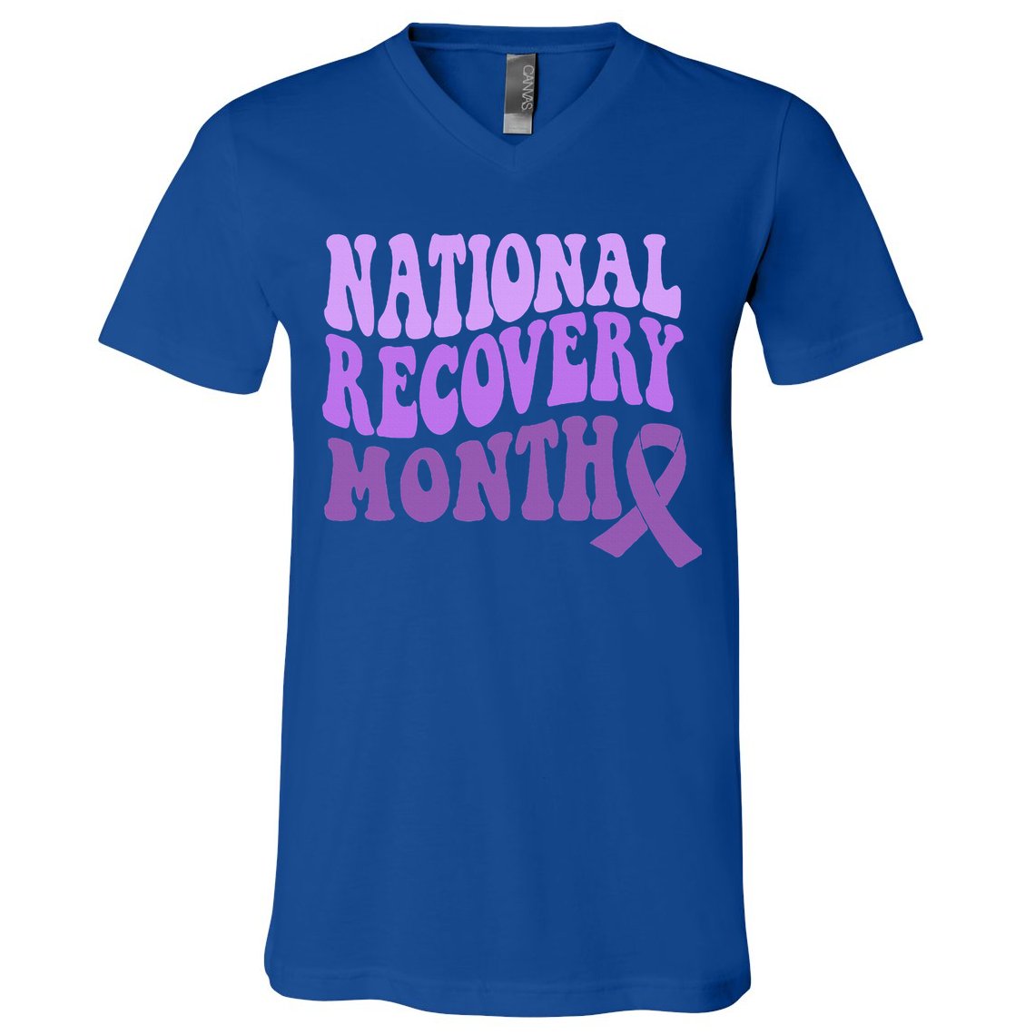Warrior National Recovery Month Addiction Recovery Awareness V-Neck T-Shirt