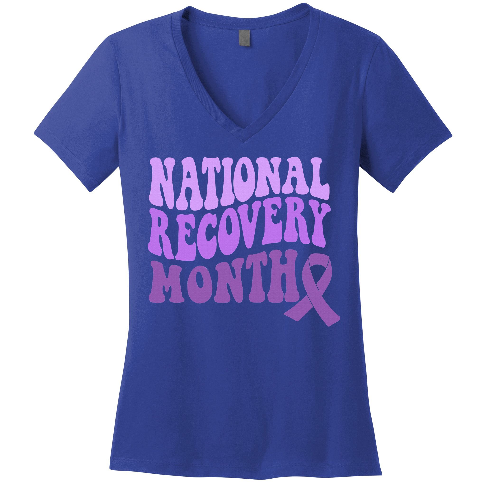 Warrior National Recovery Month Addiction Recovery Awareness Women's V-Neck T-Shirt