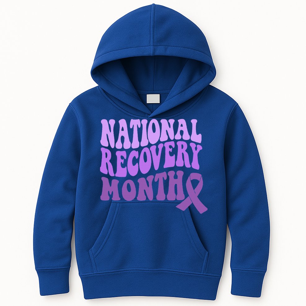 Warrior National Recovery Month Addiction Recovery Awareness Kids Hoodie