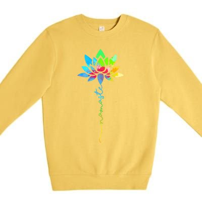 Wo Namaste Rainbow Dala Lotus Flower Meditation Yoga Meaningful Gift Premium Crewneck Sweatshirt