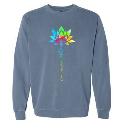 Wo Namaste Rainbow Dala Lotus Flower Meditation Yoga Meaningful Gift Garment-Dyed Sweatshirt