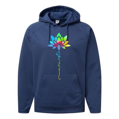 Wo Namaste Rainbow Dala Lotus Flower Meditation Yoga Meaningful Gift Performance Fleece Hoodie