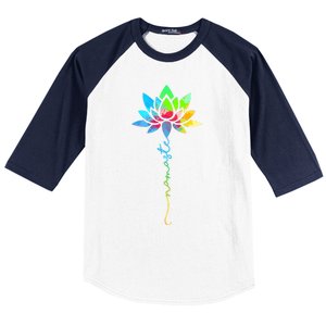 Wo Namaste Rainbow Dala Lotus Flower Meditation Yoga Meaningful Gift Baseball Sleeve Shirt