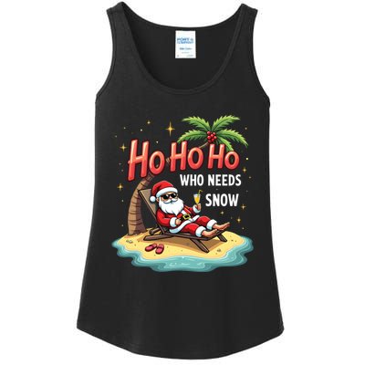 Who Needs Snow Santa Vacation Ho Ho Ho Ladies Essential Tank