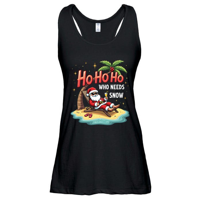 Who Needs Snow Santa Vacation Ho Ho Ho Ladies Essential Flowy Tank