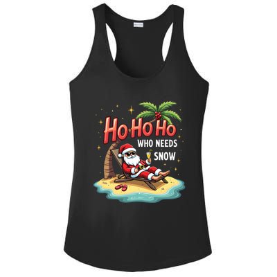 Who Needs Snow Santa Vacation Ho Ho Ho Ladies PosiCharge Competitor Racerback Tank