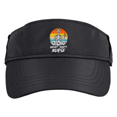 Womens Night Shift Nurse Skeleton Retro Halloween Scrub Adult Drive Performance Visor