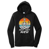 Womens Night Shift Nurse Skeleton Retro Halloween Scrub Women's Pullover Hoodie