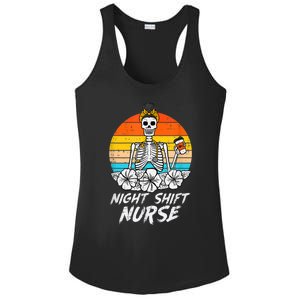 Womens Night Shift Nurse Skeleton Retro Halloween Scrub Ladies PosiCharge Competitor Racerback Tank