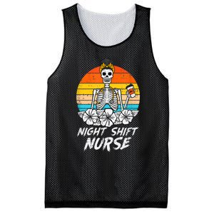 Womens Night Shift Nurse Skeleton Retro Halloween Scrub Mesh Reversible Basketball Jersey Tank