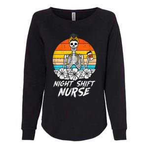 Womens Night Shift Nurse Skeleton Retro Halloween Scrub Womens California Wash Sweatshirt