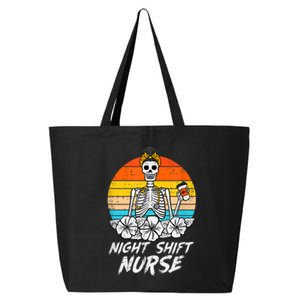 Womens Night Shift Nurse Skeleton Retro Halloween Scrub 25L Jumbo Tote