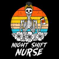 Womens Night Shift Nurse Skeleton Retro Halloween Scrub Women's Crop Top Tee