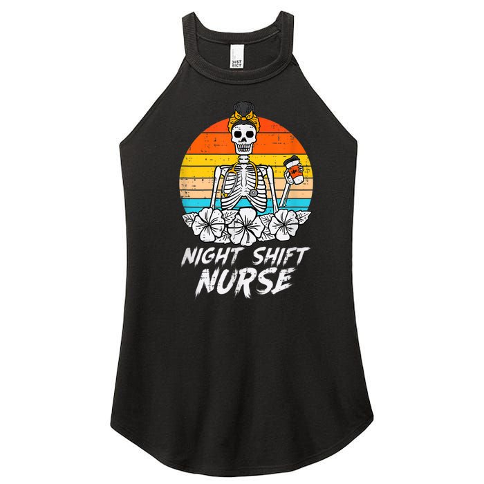 Womens Night Shift Nurse Skeleton Retro Halloween Scrub Women's Perfect Tri Rocker Tank