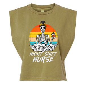 Womens Night Shift Nurse Skeleton Retro Halloween Scrub Garment-Dyed Women's Muscle Tee