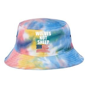 Wolves Not Sheep Distressed American USA Flag Tie Dye Newport Bucket Hat