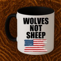 Wolves Not Sheep Distressed American USA Flag Mug