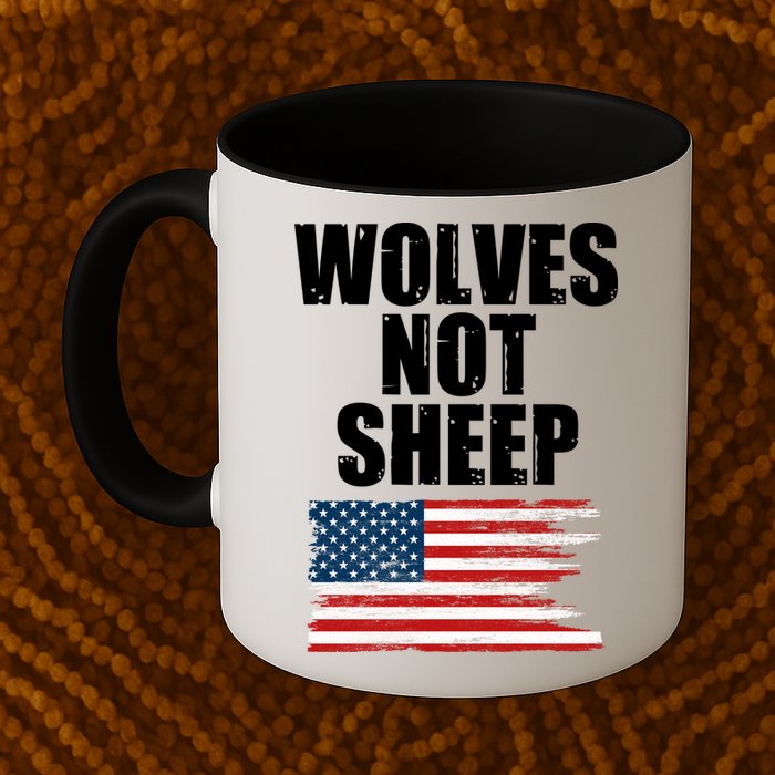Wolves Not Sheep Distressed American USA Flag Mug