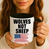 Wolves Not Sheep Distressed American USA Flag Mug