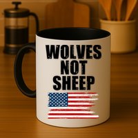 Wolves Not Sheep Distressed American USA Flag Mug