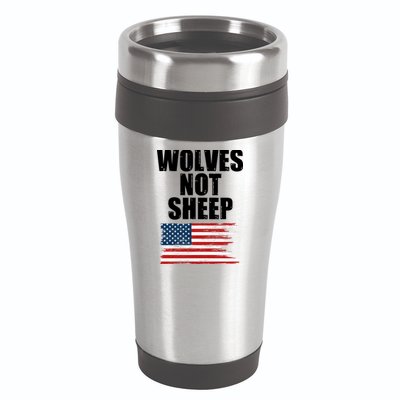 Wolves Not Sheep Distressed American USA Flag 16oz Travel Tumbler