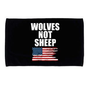 Wolves Not Sheep Distressed American USA Flag Microfiber Hand Towel