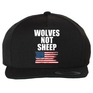 Wolves Not Sheep Distressed American USA Flag Wool Snapback Cap