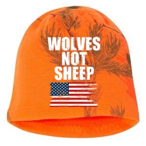 Wolves Not Sheep Distressed American USA Flag Kati - Camo Knit Beanie