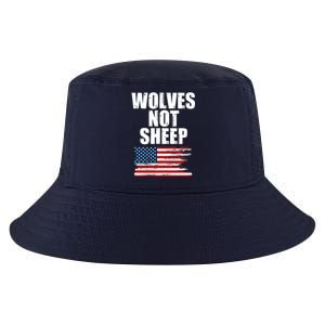 Wolves Not Sheep Distressed American USA Flag Cool Comfort Performance Bucket Hat