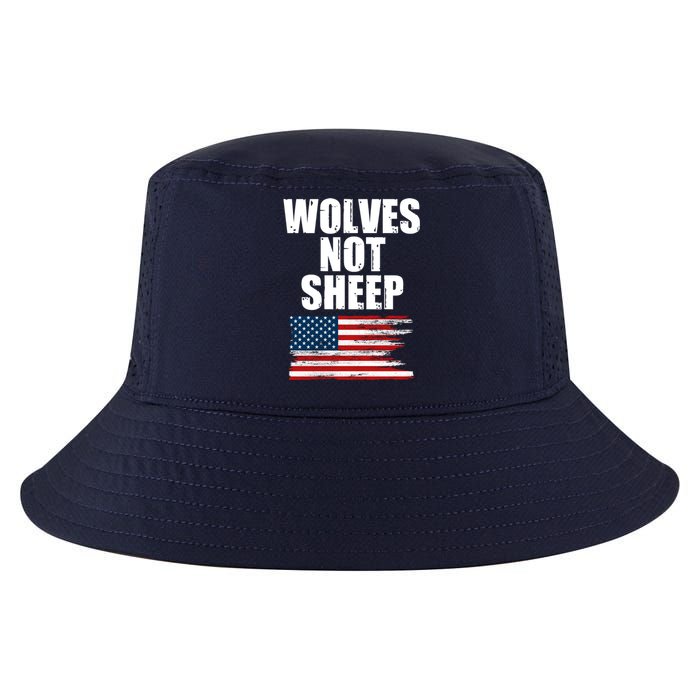 Wolves Not Sheep Distressed American USA Flag Cool Comfort Performance Bucket Hat