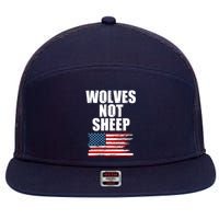 Wolves Not Sheep Distressed American USA Flag 7 Panel Mesh Trucker Snapback Hat