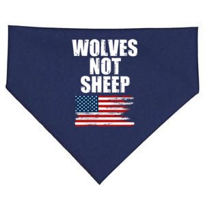 Wolves Not Sheep Distressed American USA Flag USA-Made Doggie Bandana