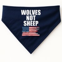 Wolves Not Sheep Distressed American USA Flag USA-Made Doggie Bandana