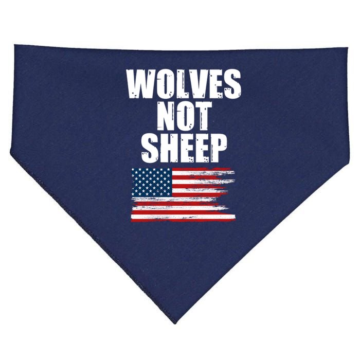 Wolves Not Sheep Distressed American USA Flag USA-Made Doggie Bandana