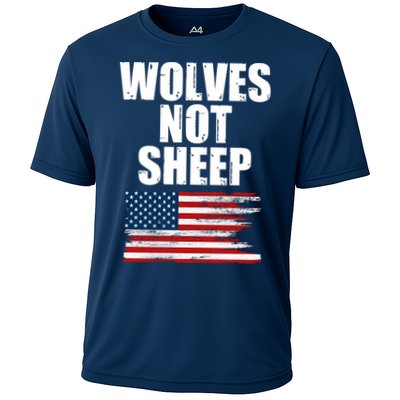 Wolves Not Sheep Distressed American USA Flag Performance Shirt