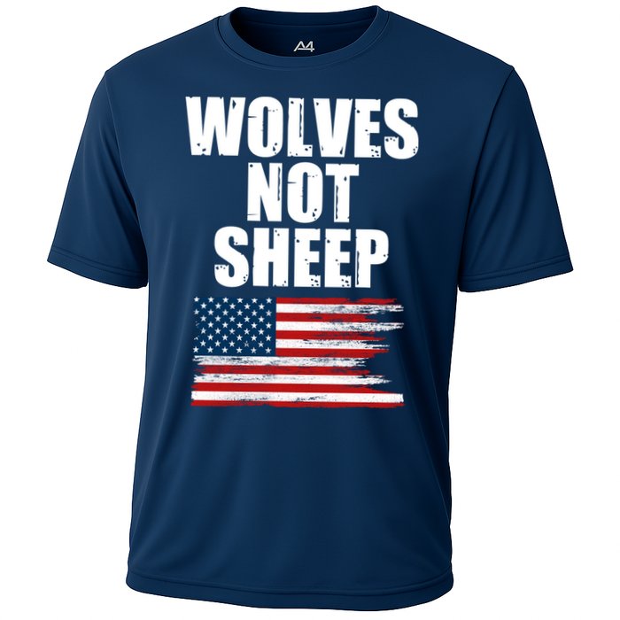Wolves Not Sheep Distressed American USA Flag Cooling Performance Crew T-Shirt